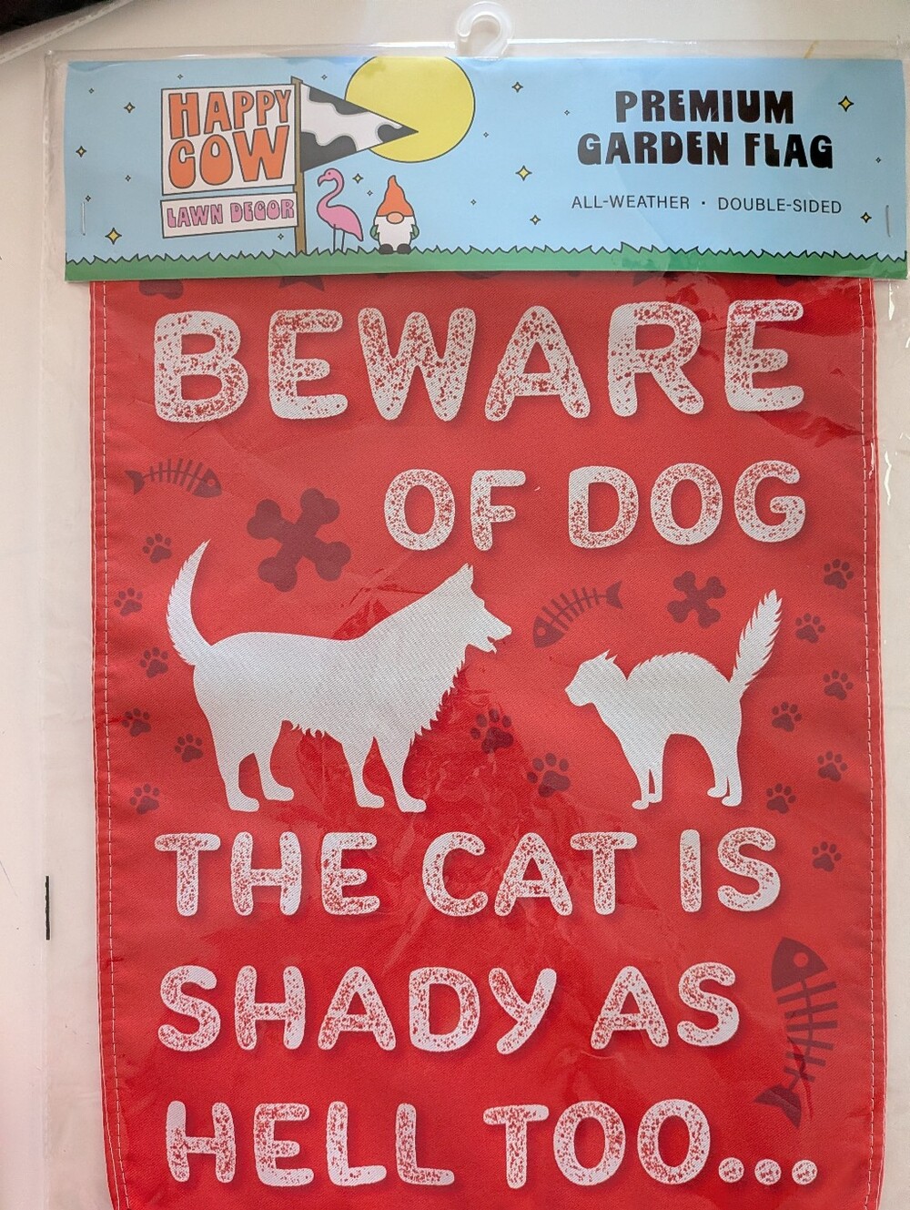 Happy Cow Funny Dog Cat Garden Flag Beware Of Dog Cat Is Shady As Hell 12x18